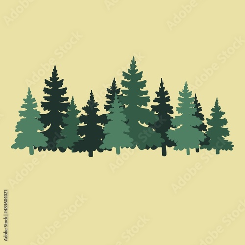 Silhouette of a coniferous forest