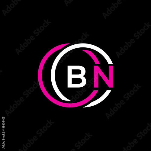 BN logo monogram isolated on circle element design template, BN letter logo design on black background. BN creative initials letter logo concept. BN letter design. 