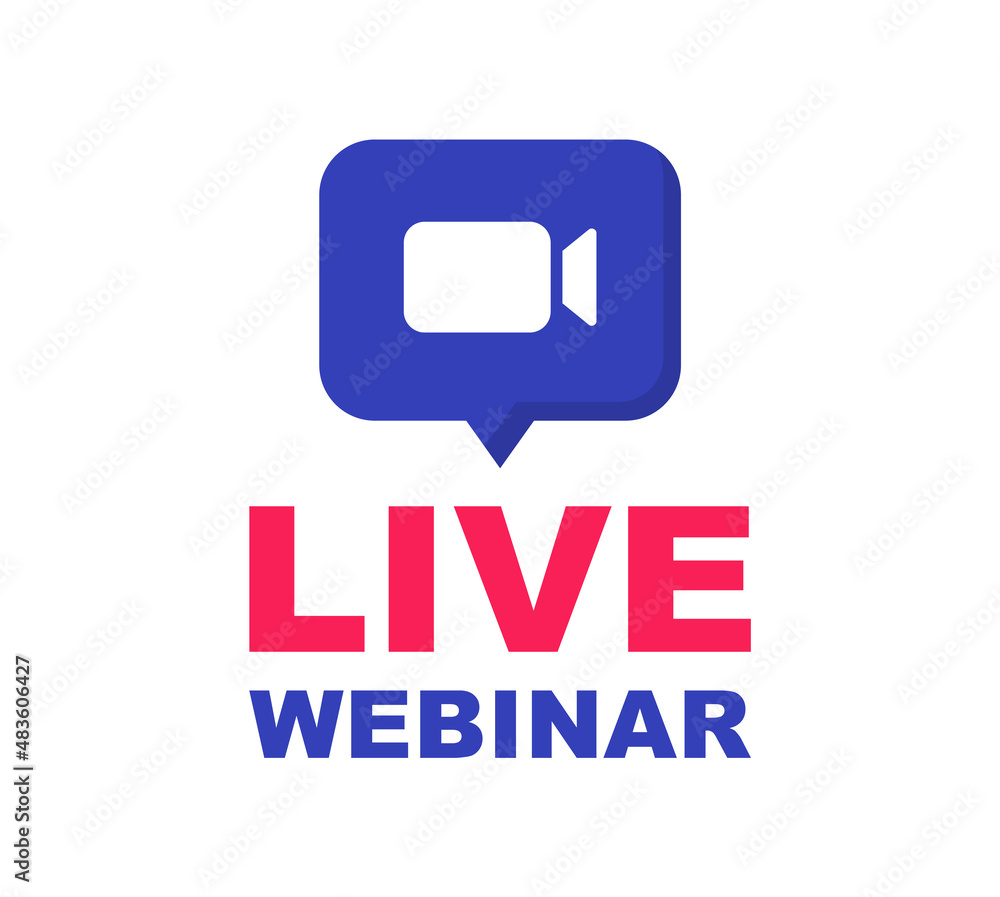 Fototapeta premium Live Webinar Button. Live stream logo. Video conference icon. Live broadcast button. Online meeting icon. Social media webinar. Vector illustration.