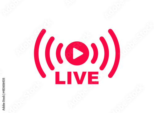 Live streaming icon. Live broadcasting button. Online stream icon. Live stream logo. Social media. Vector illustration.