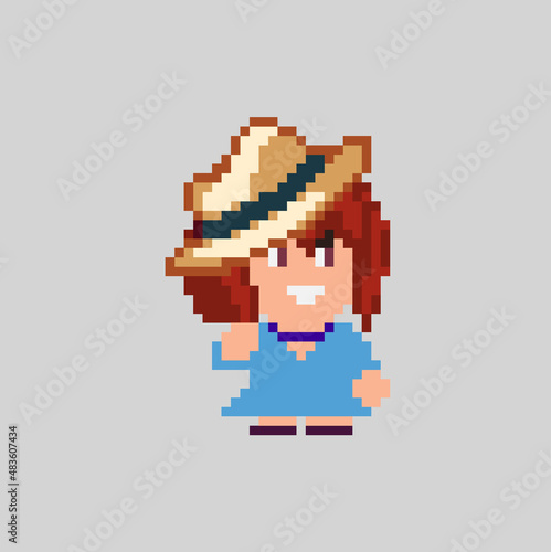 Woman pixel character in art style