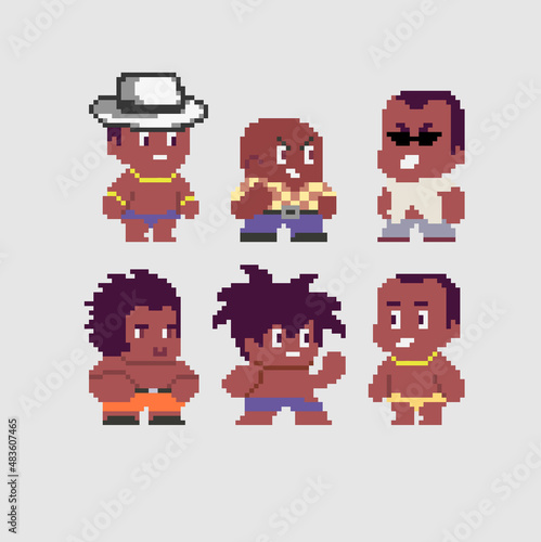 Set of pixel characters in art style © Markov