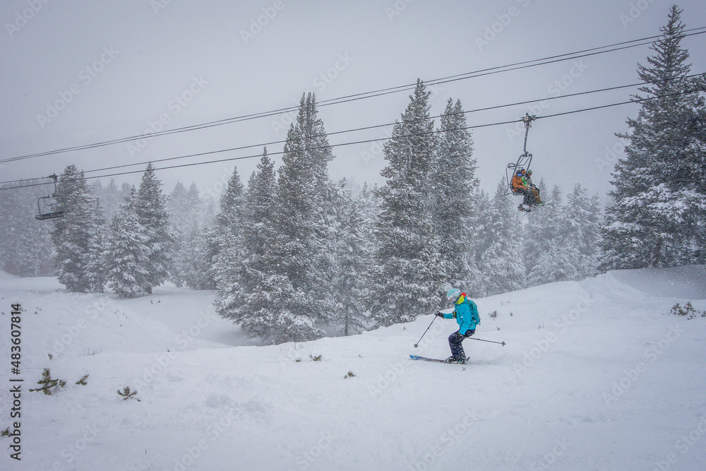 skiing in the mountains skiing in the mountains