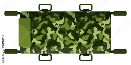 Medical military green olive khaki camouflage stretcher for first aid.