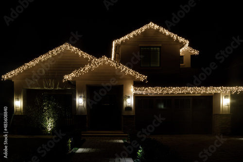 Christmas night lights decorating house