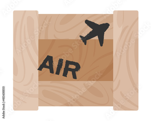 Airborne delivery wooden box package parcel air drop. Online military game concept.