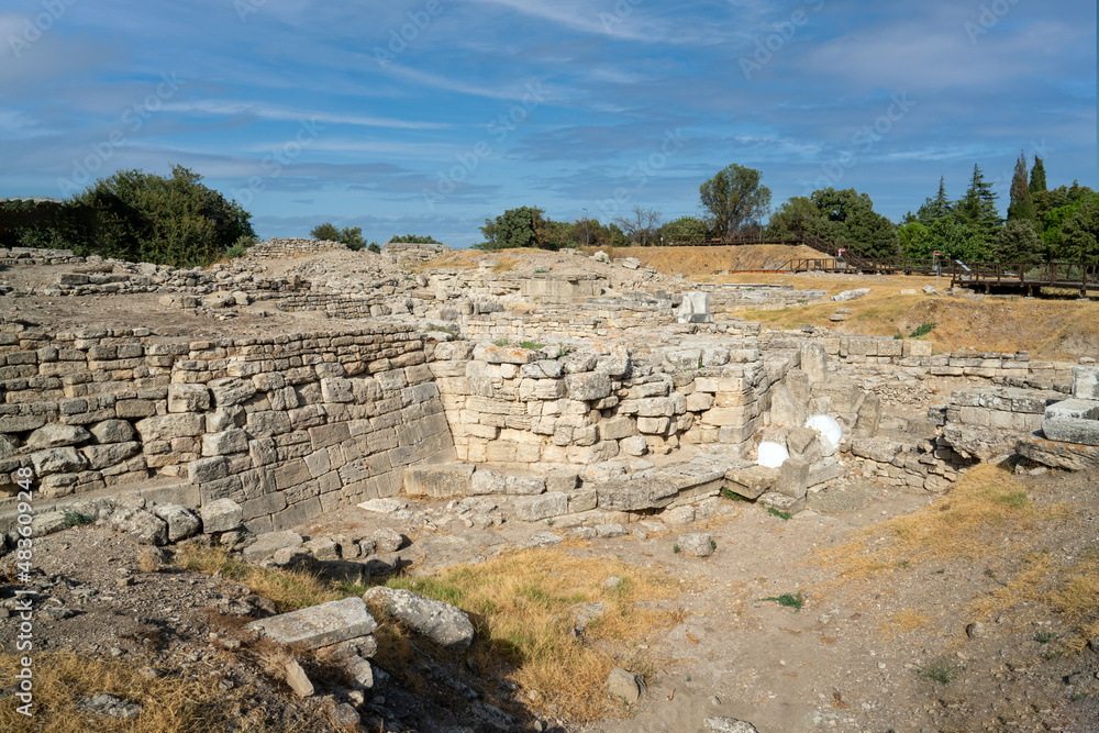 Ruins (Remains) of Troy (Troia), Ancient Greek city. It is in the archaeological park of Troy (Truva), near Çanakkale province in western Turkey. Troy is on the UNESCO world heritage list.