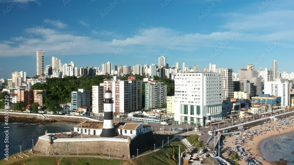 Vista aérea do Farol da Barra em Salvador, Bahia. Nordeste do Brasil,