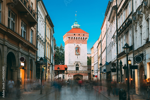 Krakow, Poland. View Of The Florianska Gate Krakow, the Medieval Florianska - St Florin's. UNESCO World Heritage Site