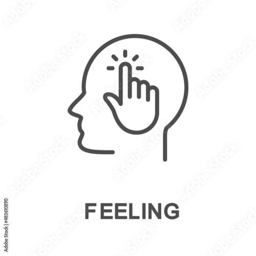 Icon – feeling. The touch is transmitted to the brain and creates a sensation. The thin contour lines.