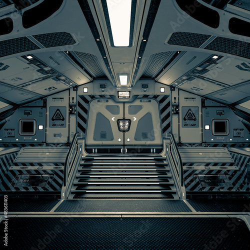 Платно inside the master spaceship in white background