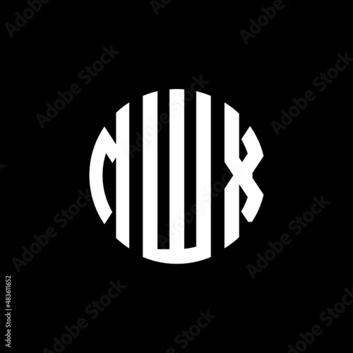 MWX letter logo design. MWX modern letter logo with black background. MWX creative  letter logo. simple and modern letter MWX logo template, MWX circle letter logo design with circle shape. MWX   photo