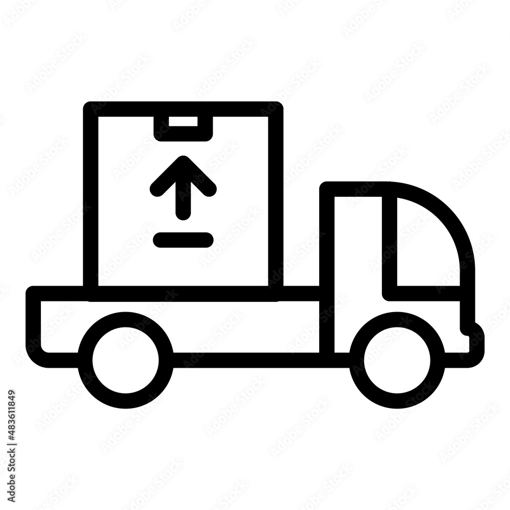 Delivery Van Flat Icon Isolated On White Background