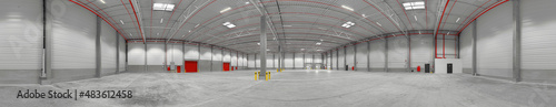 logistics hall new empty 360° panorama photo