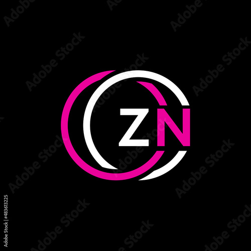 ZN logo monogram isolated on circle element design template, ZN letter logo design on black background. ZN creative initials letter logo concept. ZN letter design. 