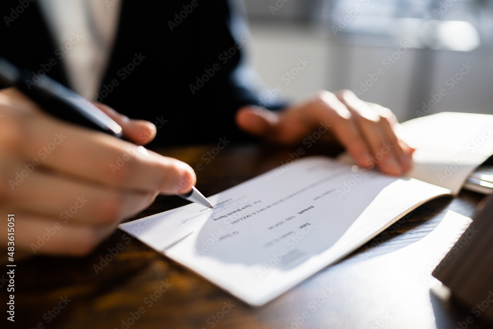 Writing Money Cheque. Sign Check Writing Money Cheque. Sign Check