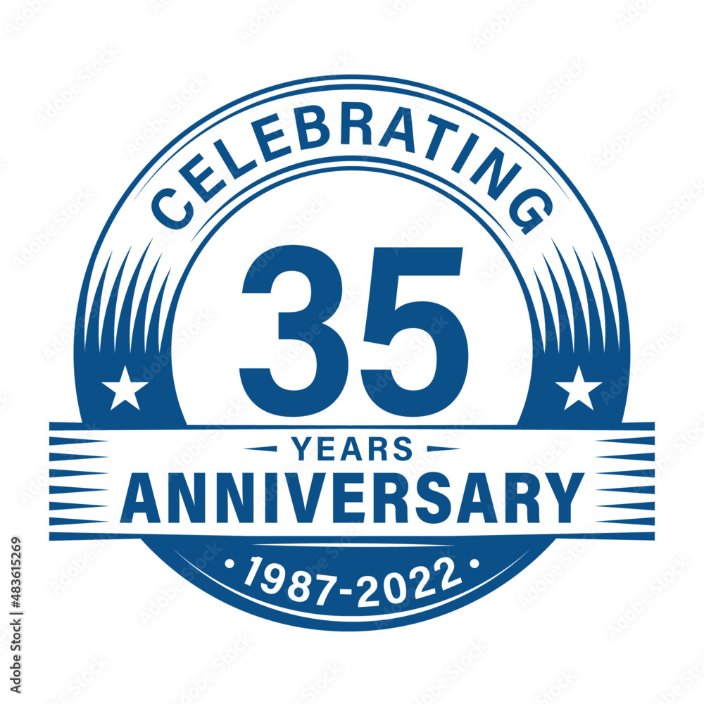 Fototapeta premium 35 years anniversary celebration design template. 35th logo vector illustrations. 