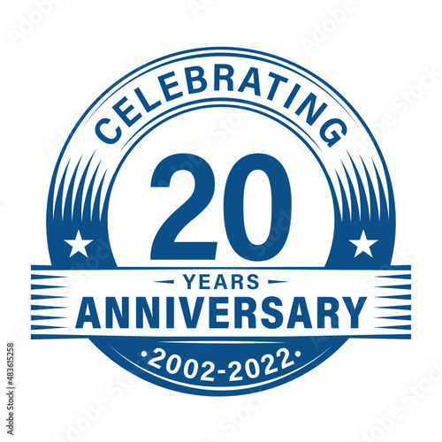 20 years anniversary celebration design template. 20th logo vector illustrations.
 photo