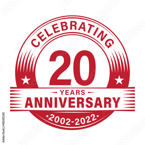 20 years anniversary celebration design template. 20th logo vector illustrations.
