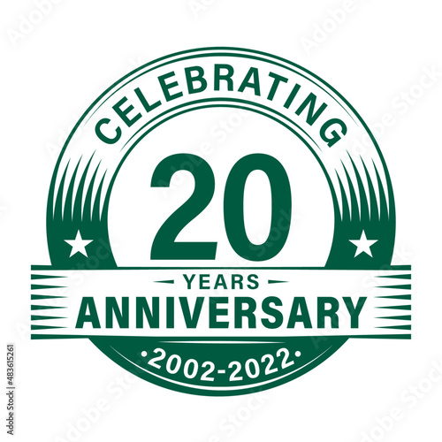 20 years anniversary celebration design template. 20th logo vector illustrations.
