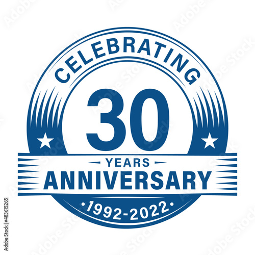 30 years anniversary celebration design template. 30th logo vector illustrations.
