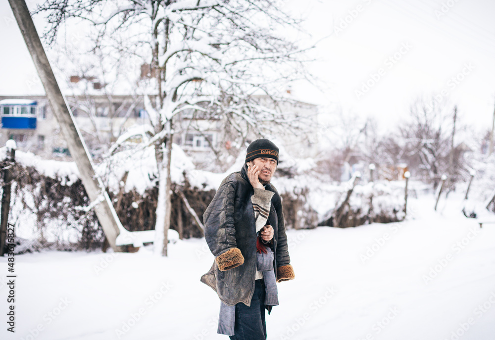 Russian bum Yaroslav walks in the fresh air