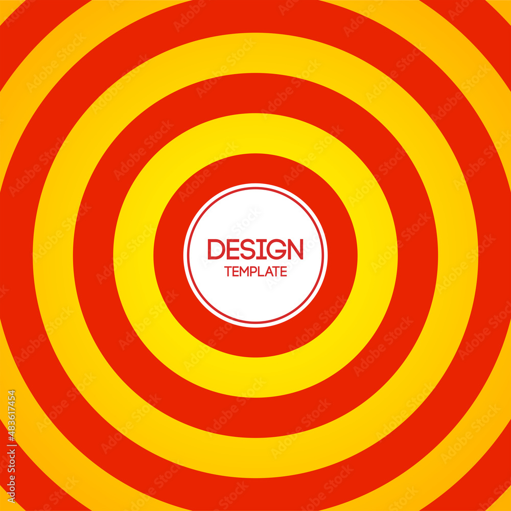 Abstract colorful circles, concentric rings background. Geometric cover, red and yellow colors. Applicable for covers, placards, posters, brochures, flyers, banner designs. Vector illustration. Abstract colorful circles, concentric rings background. Geometric cover, red and yellow colors. Applicable for covers, placards, posters, brochures, flyers, banner designs. Vector illustration.