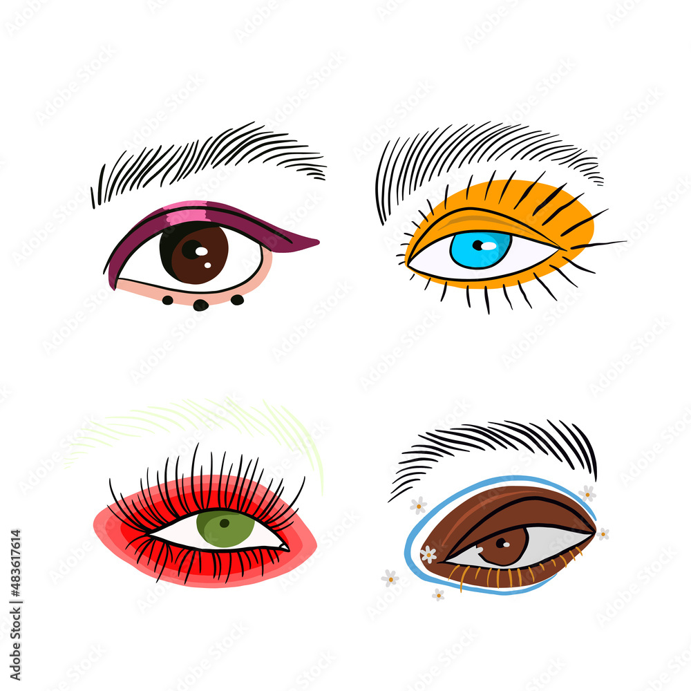 Set, collection of various mystical decorative eyes Set, collection of various mystical decorative eyes