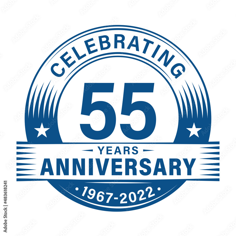 55 years anniversary celebration design template. 55th logo vector illustrations.

