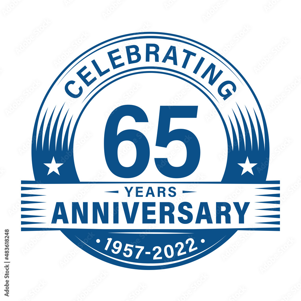 Fototapeta premium 65 years anniversary celebration design template. 65th logo vector illustrations. 