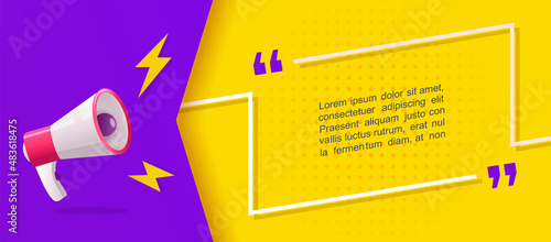 Megaphone with bubble for advertise, announce, social media marketing and protest concept.Template for retail promotion and announcement, opening banner.Vector illustration on halftone background.