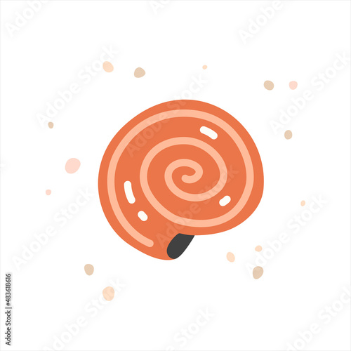 Pink sea shell on a white background. Vector flat illustration photo