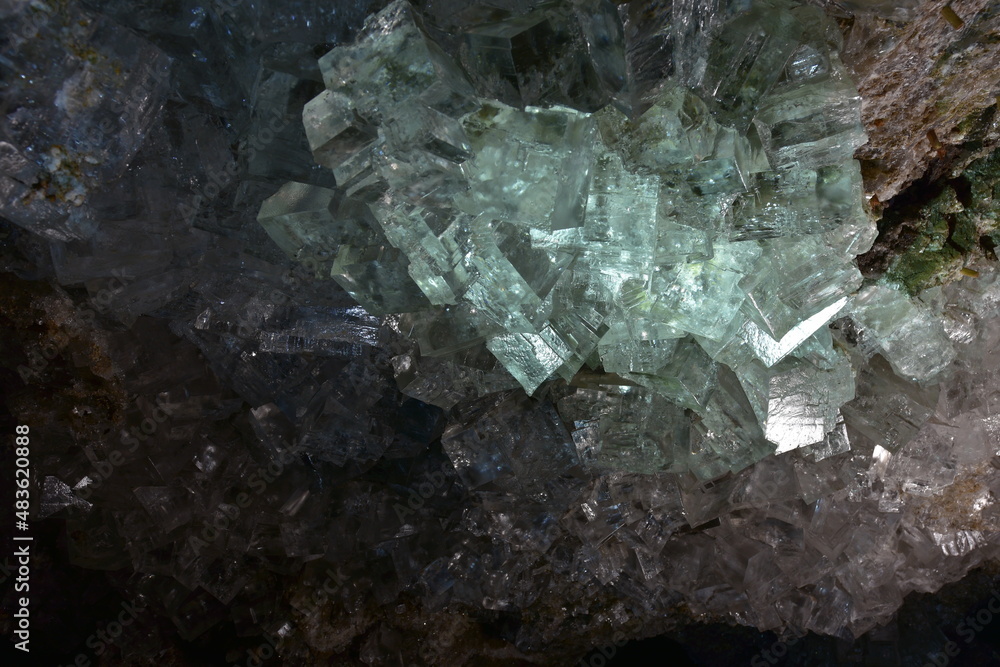 rock salt crystals in the Krysztalowa Cave, a nature reserve, Poland underground rock salt crystals in the Krysztalowa Cave, a nature reserve, Poland underground