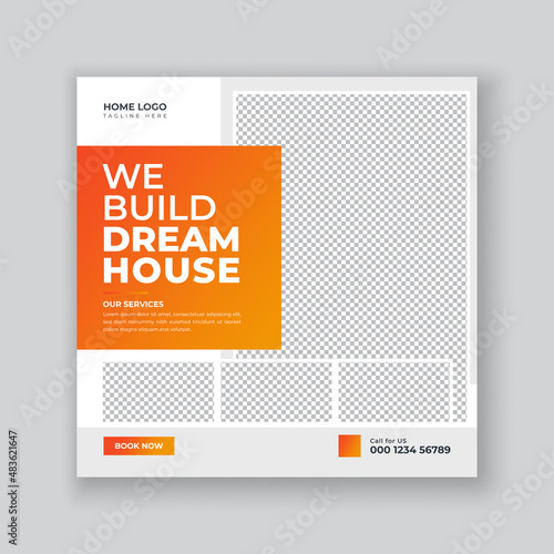 Real estate house property instagram post or square banner