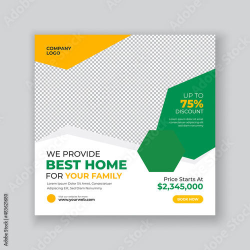 Real estate house property instagram post or square banner