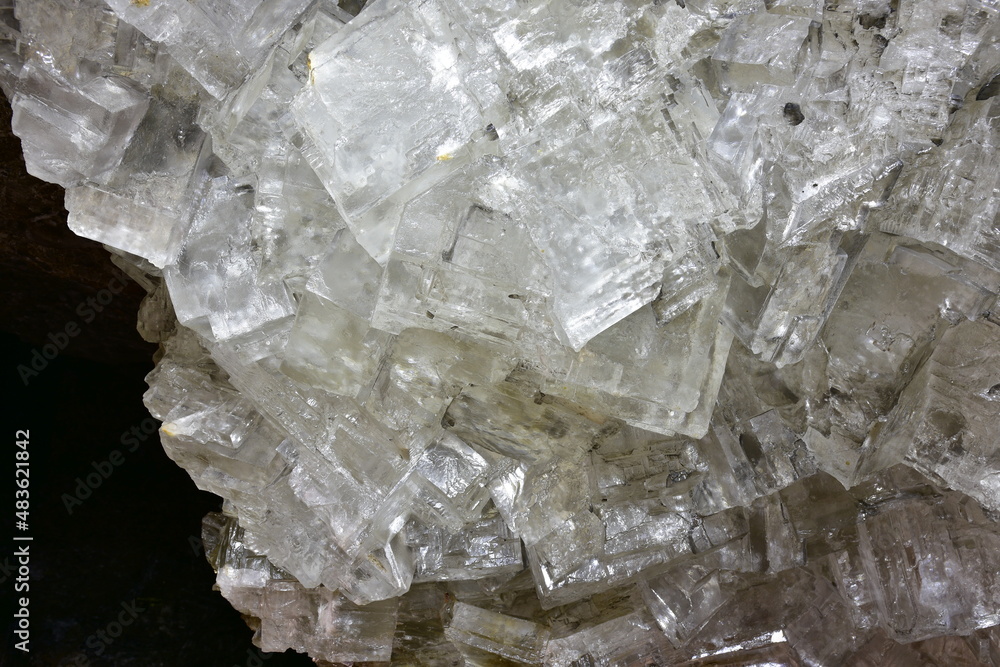 rock salt crystals in the Krysztalowa Cave, a nature reserve, Poland
