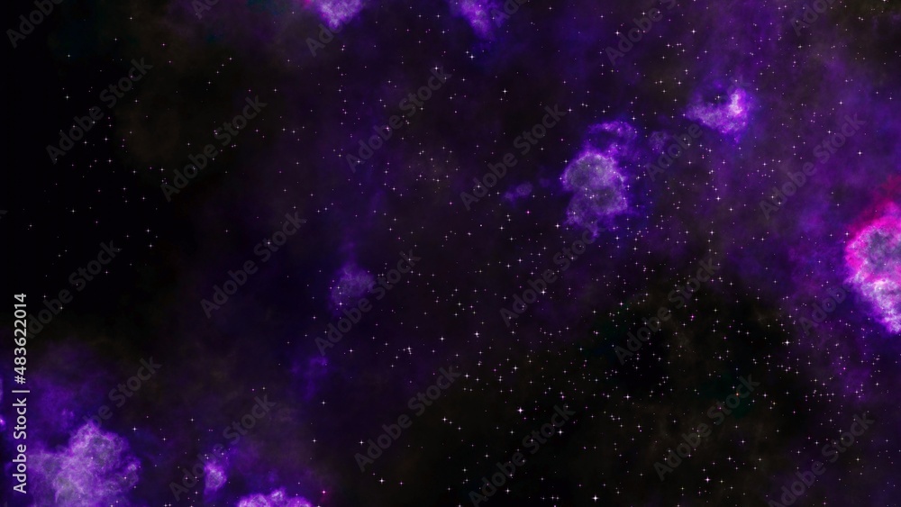 abstract purple galaxy.  Purple deep space nebula with stars.