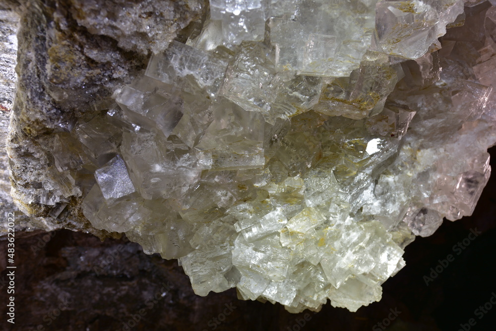 rock salt crystals in the Krysztalowa Cave, a nature reserve, Poland underground