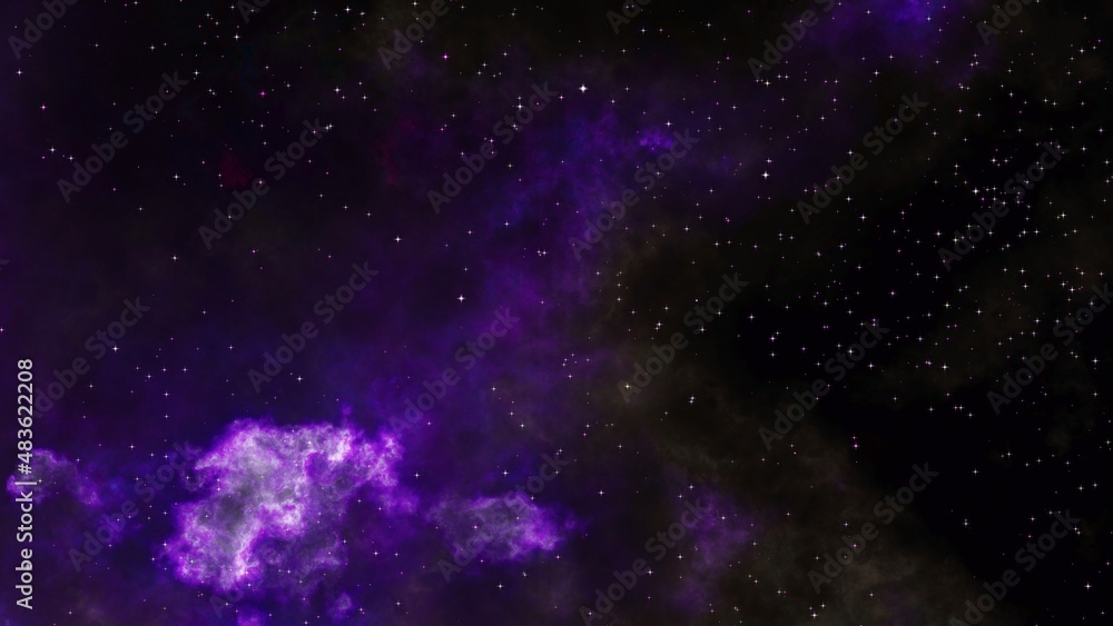 abstract purple galaxy.  Purple deep space nebula with stars.