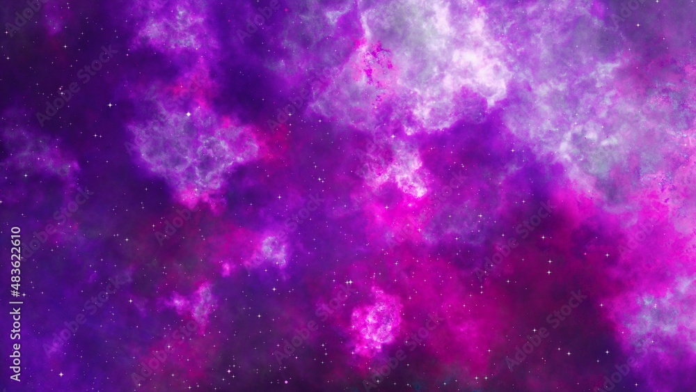 Pink and purple galaxy nebula and stars. 