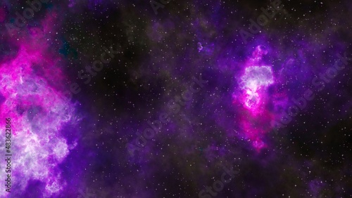 bright purple nebula and the glitter of stars. purple nebula and cosmic dust. © AlexMelas