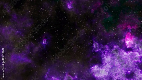 bright purple nebula and the glitter of stars. purple nebula and cosmic dust.