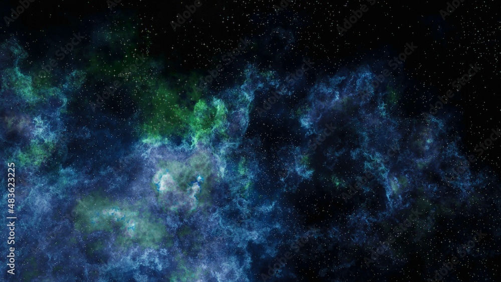 Fototapeta premium Space scene. Clear neat blue nebula with stars. Star explosion in a galaxy free space