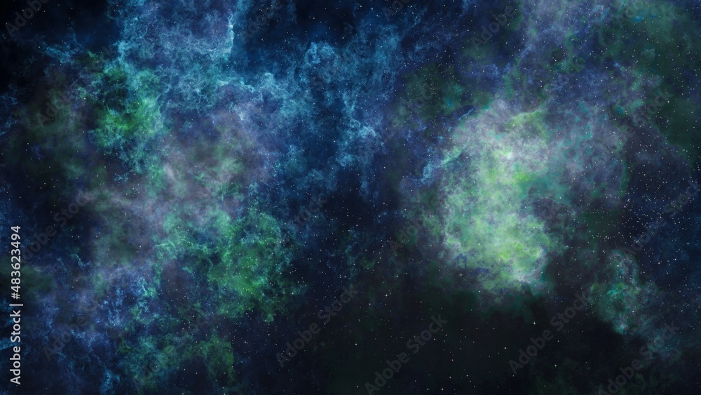 Space scene. Clear neat blue nebula with stars. Star explosion in a galaxy  free space