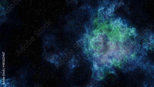 Space scene. Clear neat blue nebula with stars. Star explosion in a galaxy free space