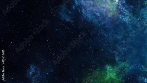 Glowing huge space nebula with young stars. Universe and galaxy