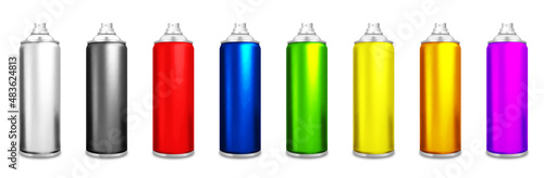 Spray paint, aerosol colorful set. Vector illustration. EPS 10.