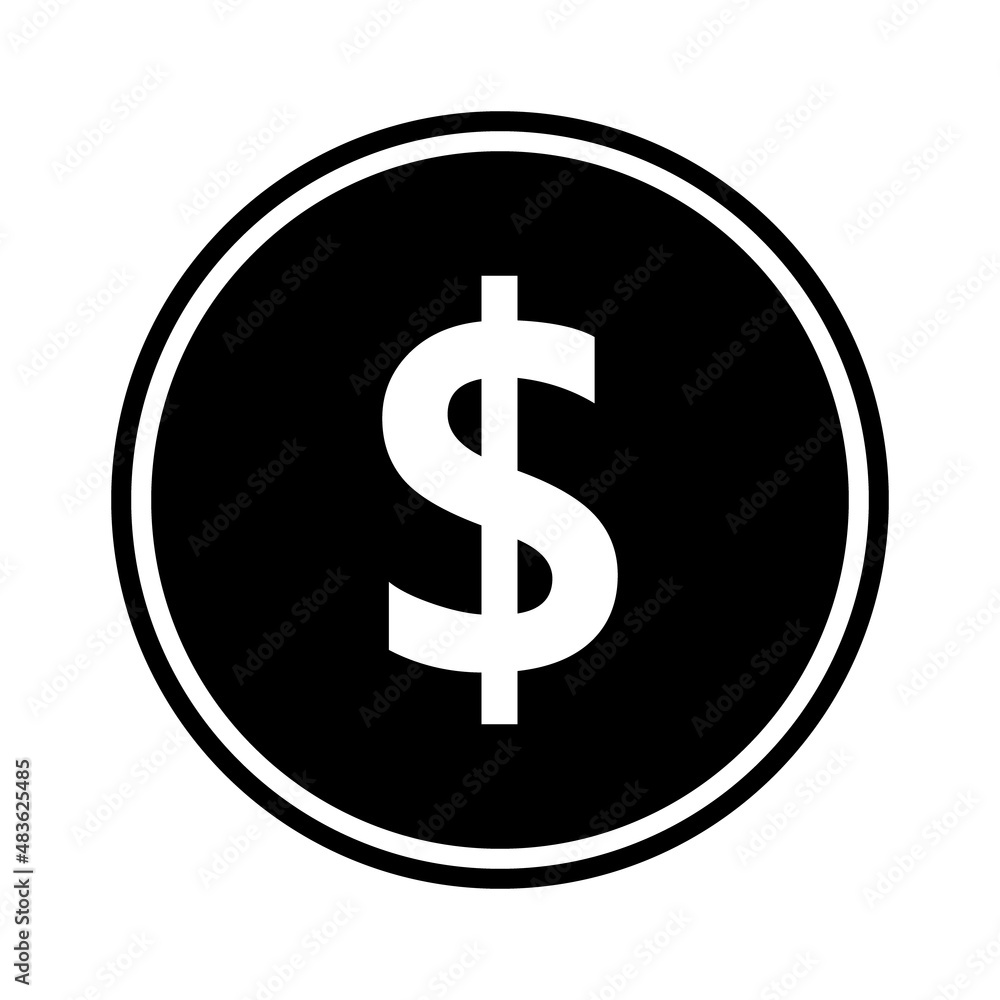 Dollar icon. Vector illustration of dollar coin. Money symbol isolated on white background. Dollar icon. Vector illustration of dollar coin. Money symbol isolated on white background.