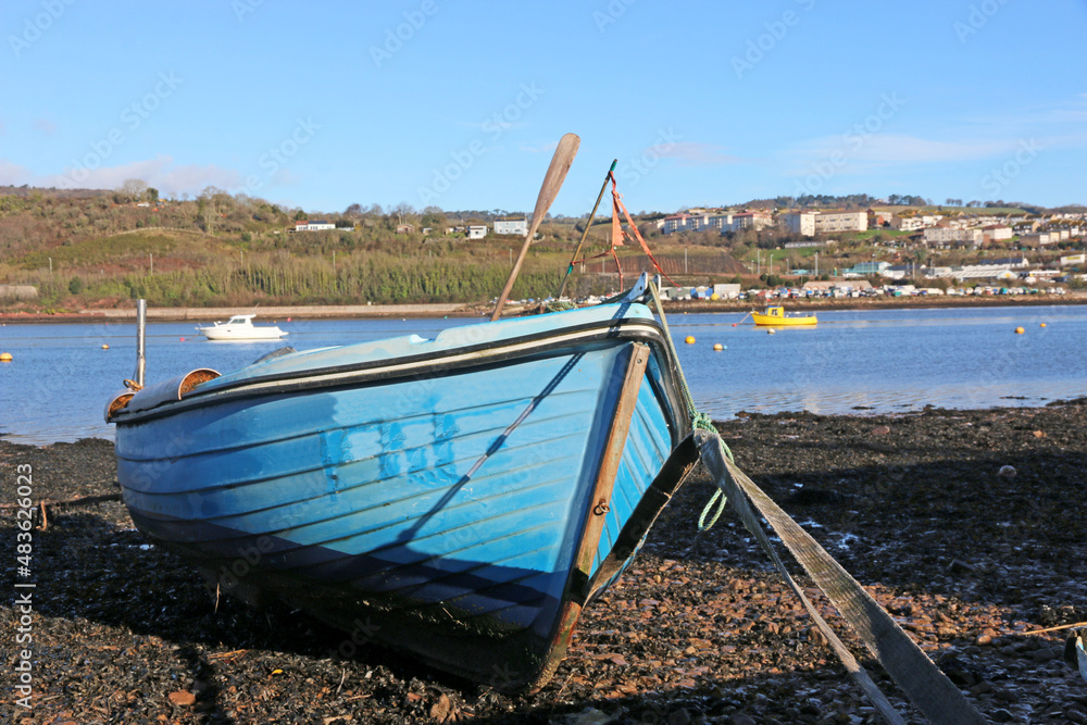 Boat on the River Teign at low tide Boat on the River Teign at low tide