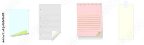 Set of different types sticky note isolated on white background. Note color sticker.
